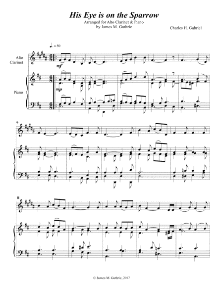 Gabriel: His Eye Is On The Sparrow for Alto Clarinet & Piano (arr. James M. Guthrie)