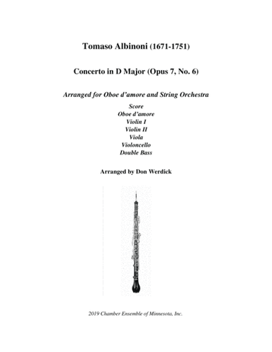 Concerto for Oboe d’amore in D Major, Op. 7 No 6 and String Orchestra (arr. Don Werdick (1946 - ))