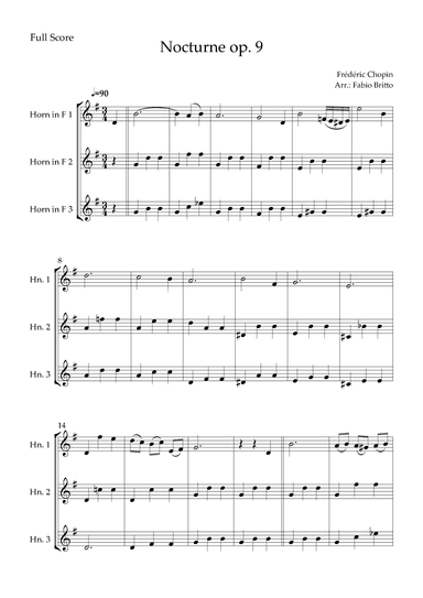 Nocturne Op.9 No. 2 (Frédéric Chopin) for Horn in F Trio. (arr. Fabio Britto)