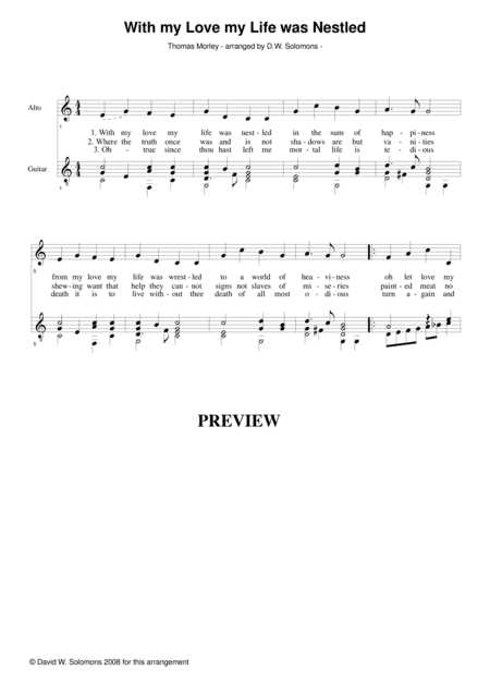 With my love my life was nestled for low voice and guitar (arr. David Warin Solomons)