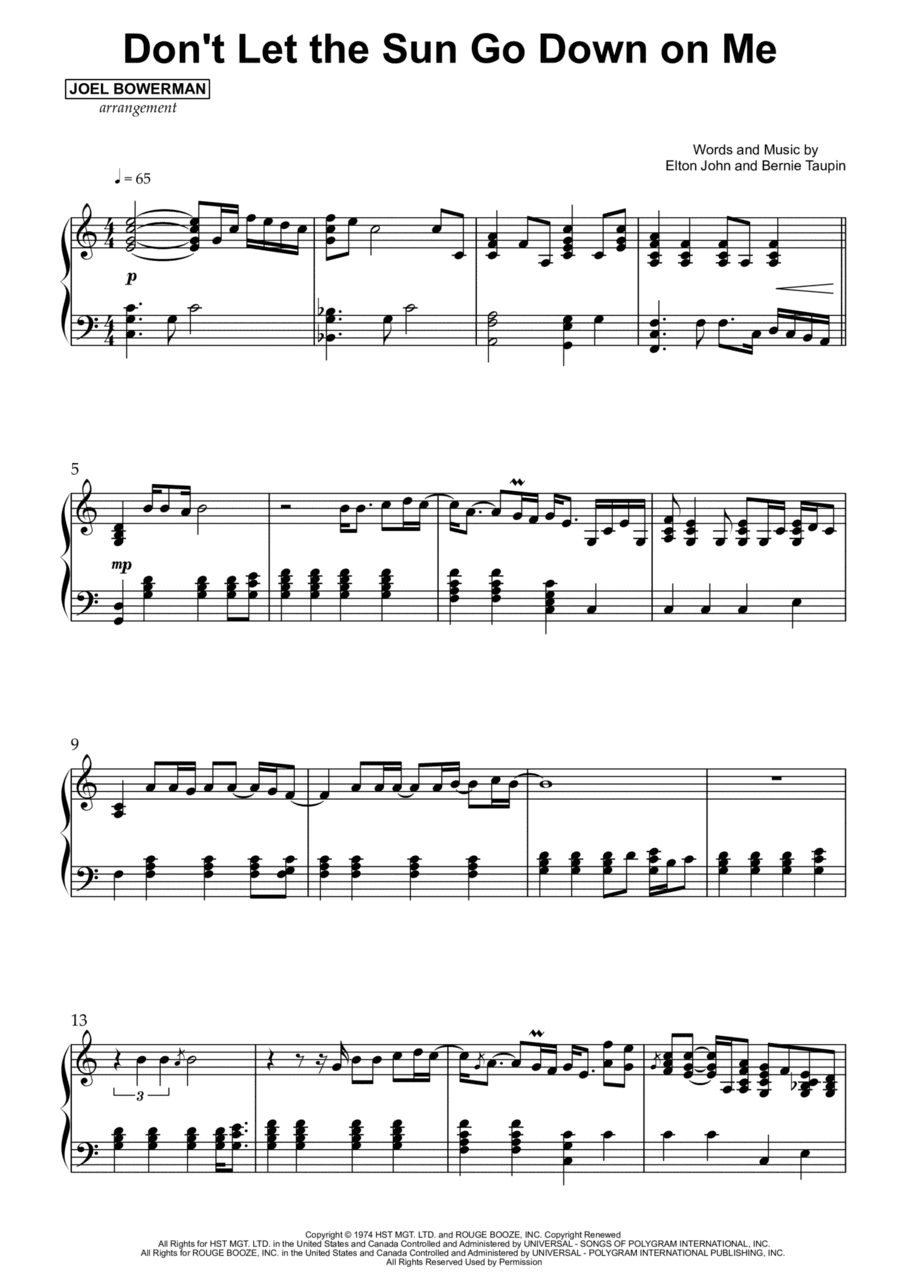 Don't Let The Sun Go Down On Me (arr. Joel Bowerman)