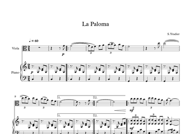 La Paloma - Sebastian Yradier (Viola + Piano) (arr. Digital Book Music)