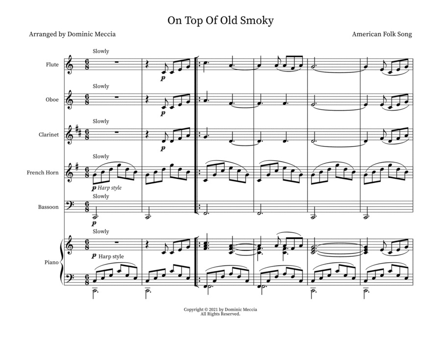On Top Of Old Smoky (arr. Dominic Meccia)
