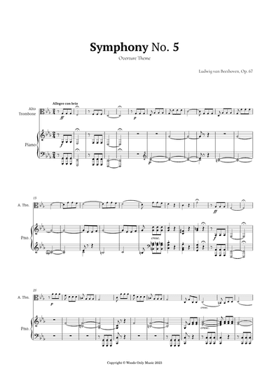 Symphony No. 5 by Beethoven for Alto Trombone and Piano (arr. Ander)