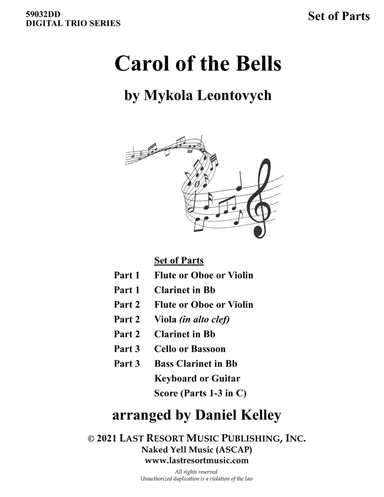 Carol of the Bells for String Trio (or Wind Trio or Mixed Trio) Music for Three (arr. Last Resort Music Publishing)