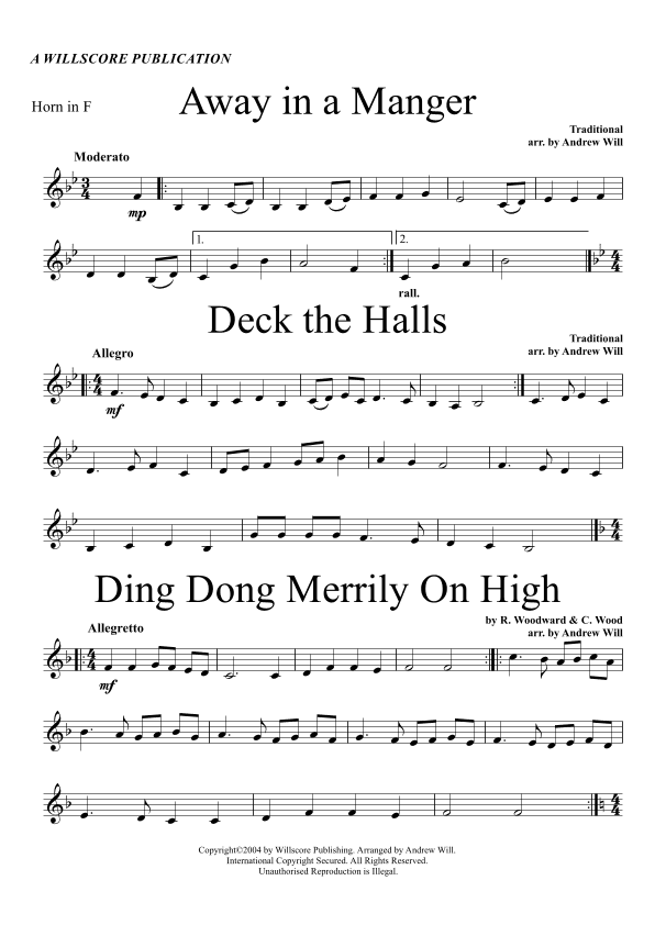 Christmas Carol Selections - French Horn (arr. Willscore Publishing)