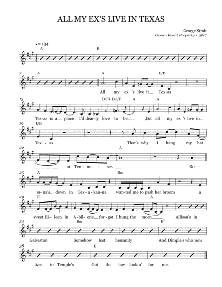 All My Ex's Live In Texas (arr. Brock Chart)