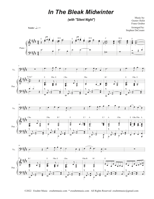 In The Bleak Midwinter (with "Silent Night") (Cello solo and Piano) (arr. Stephen DeCesare)