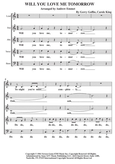 Will You Love Me Tomorrow (will You Still Love Me Tomorrow) (arr. Andrew Emmet)