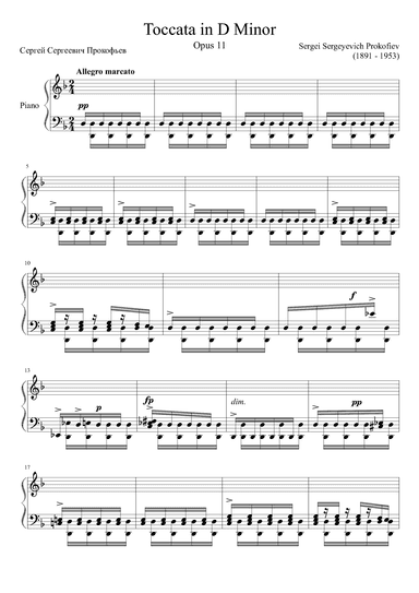 Toccata Opus 11 in D Minor (arr. Zachary Corbett)