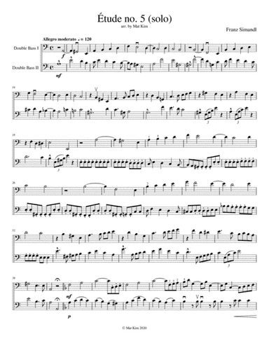Franz Simandl Étude no. 5 in A minor (Allegro moderato) for Two Double Basses (arr. Mat Kim)