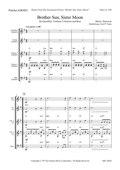 Brother Sun, Sister Moon (arr. Josef Peter Traun)