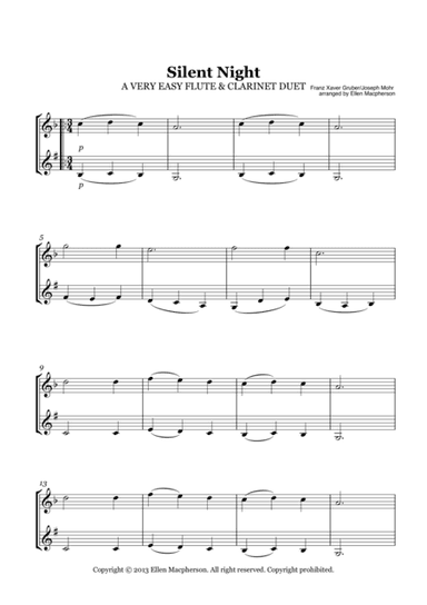 A VERY EASY FLUTE & CLARINET DUET - SILENT NIGHT (arr. Ellen Macpherson)
