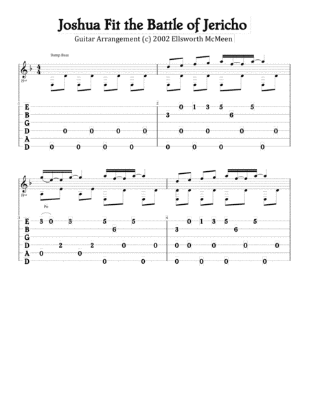 Joshua Fit the Battle of Jericho (For Fingerstyle Guitar Tuned Drop D) (arr. Ellsworth McMeen)
