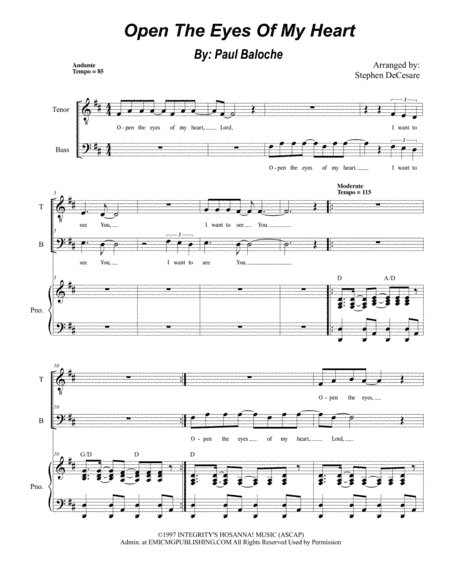 Open The Eyes Of My Heart (arr. Stephen DeCesare)