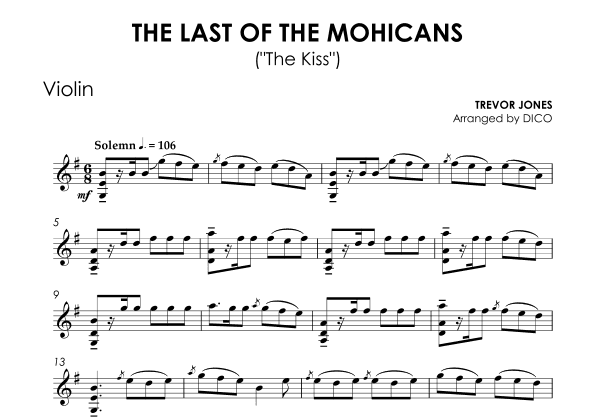 Last Of The Mohicans (main Theme) (arr. Dico)