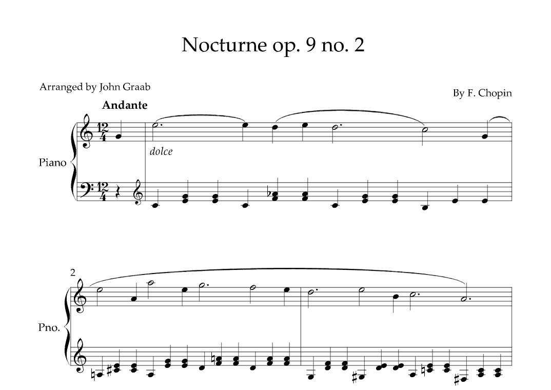 Nocturne In C Major, Op. 9, No. 2 (originally Eb Major) (arr. John Graab)
