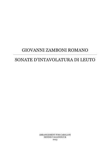 Sonate d'intavolatura di leuto (arr. Dennis Vallenduuk)
