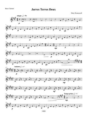 Jarres Terres Deux: BASS CLARINET PART