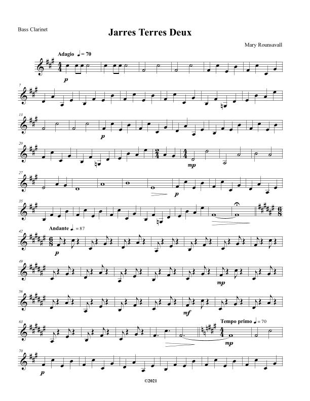 Jarres Terres Deux: BASS CLARINET PART