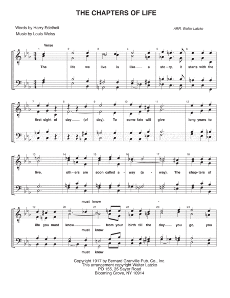 CHAPTERS OF LIFE (arr. Walter Latzko)