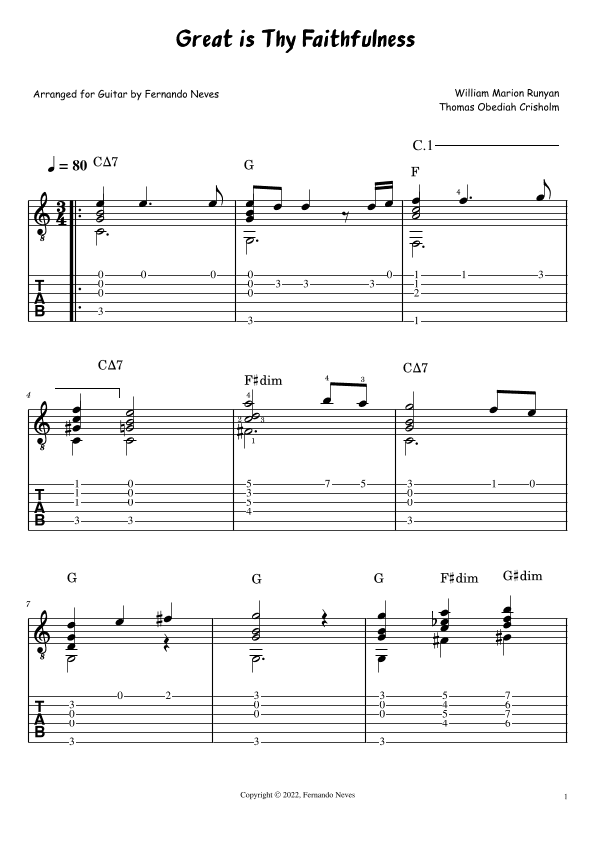 Great is Thy Faithfulness (Solo Fingerstyle Guitar) (arr. FERNANDO LUIZ NEVES)