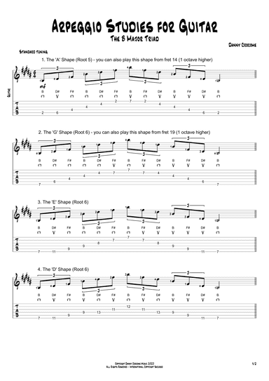 Arpeggio Studies for Guitar - The B Major Triad