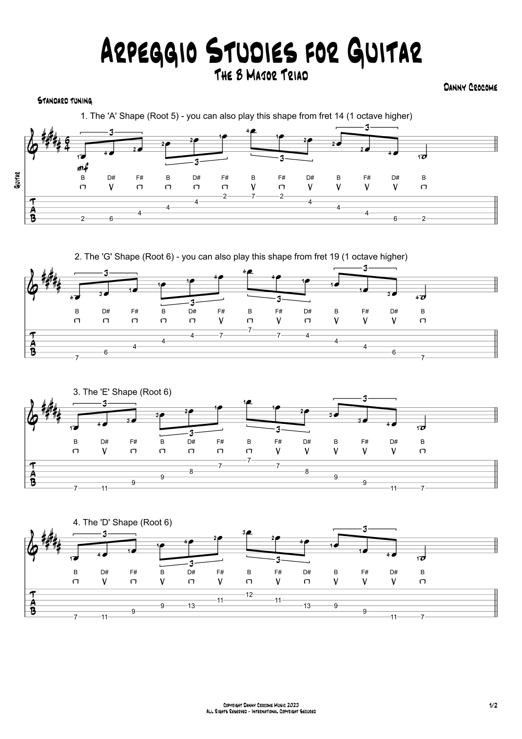 Arpeggio Studies for Guitar - The B Major Triad