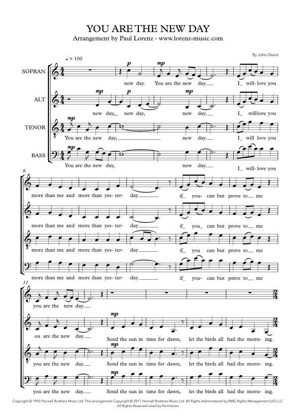 You Are The New Day (arr. Paul Lorenz)