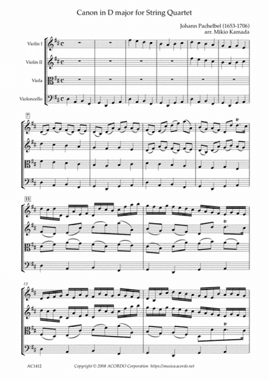 Canon in D major for String Quartet (arr. Mikio Kamada)