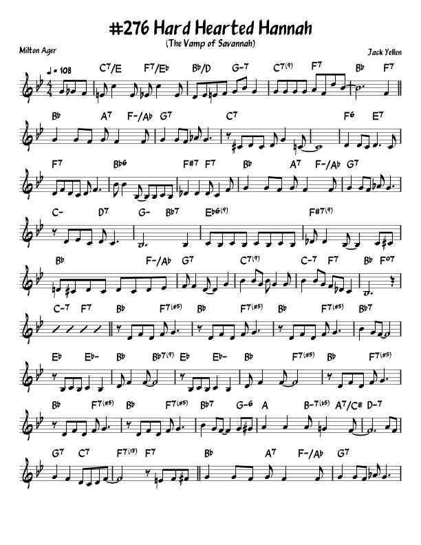 Hard Hearted Hannah, The Vamp Of Savannah (arr. John Fries)