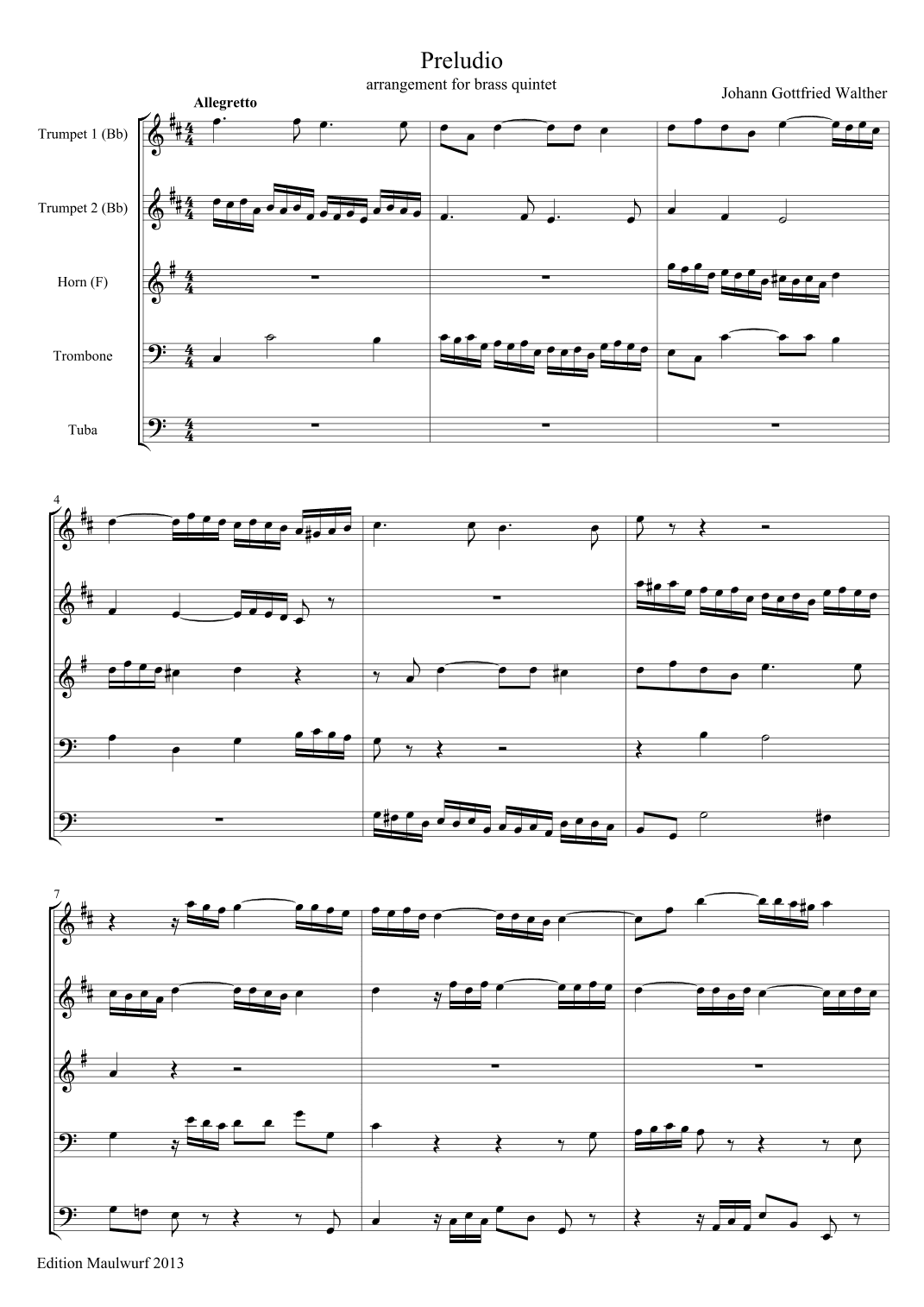Walther Preludio (arr. Edition Maulwurf)