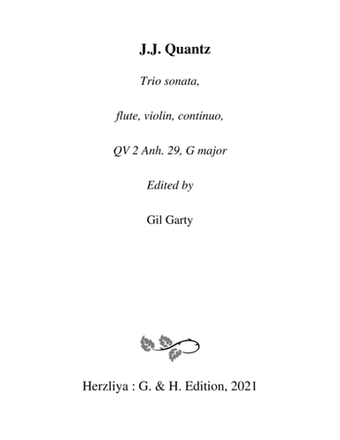 Trio sonata QV 2 Anh. 29 for flute, violin and continuo in G major (arr. Gil Garty)