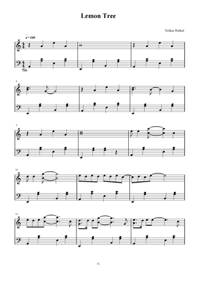 Lemon Tree (arr. Volker Hinkel)
