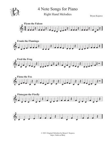 4 Note Songs for Piano (CDEF right hand)