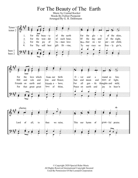 For The Beauty Of The Earth (arr. G. R. Dohrmann)