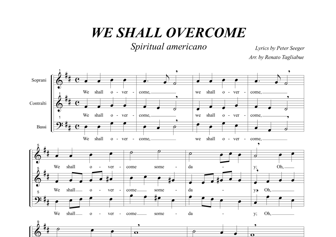 WE SHALL OVERCOME - Arr. for SAB Choir (arr. Renato Tagliabue)