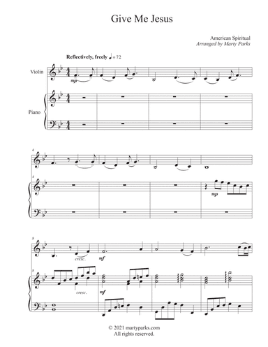 Give Me Jesus (Violin-Piano) (arr. Marty Parks)