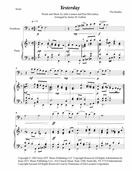 Yesterday (arr. James M. Guthrie)