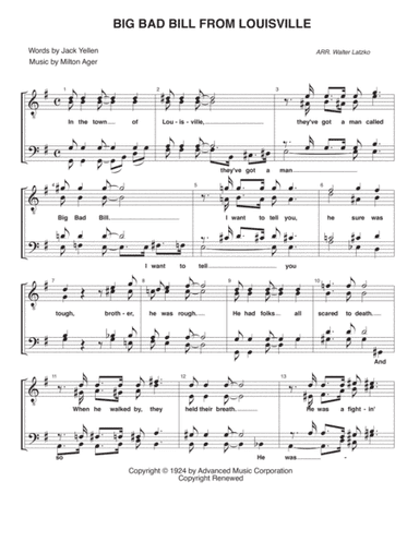 BIG BAD BILL FROM LOUISVILLE (arr. Walter Latzko)