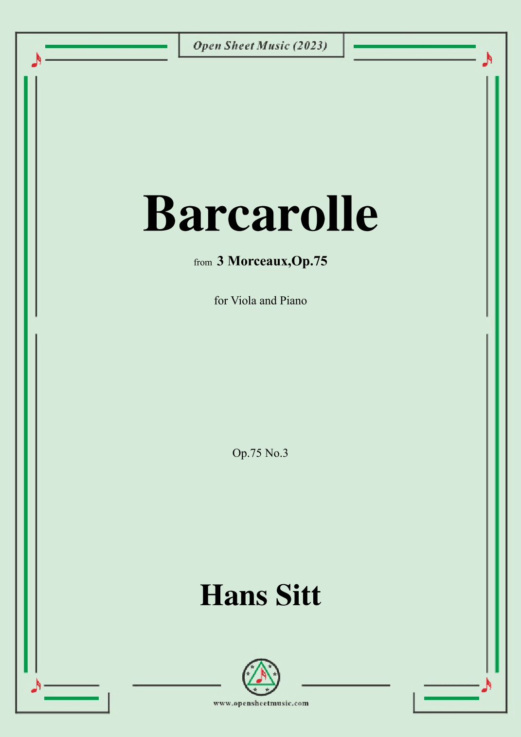 Hans Sitt-Barcarolle,Op.75 No.3 (arr. OSM Press)