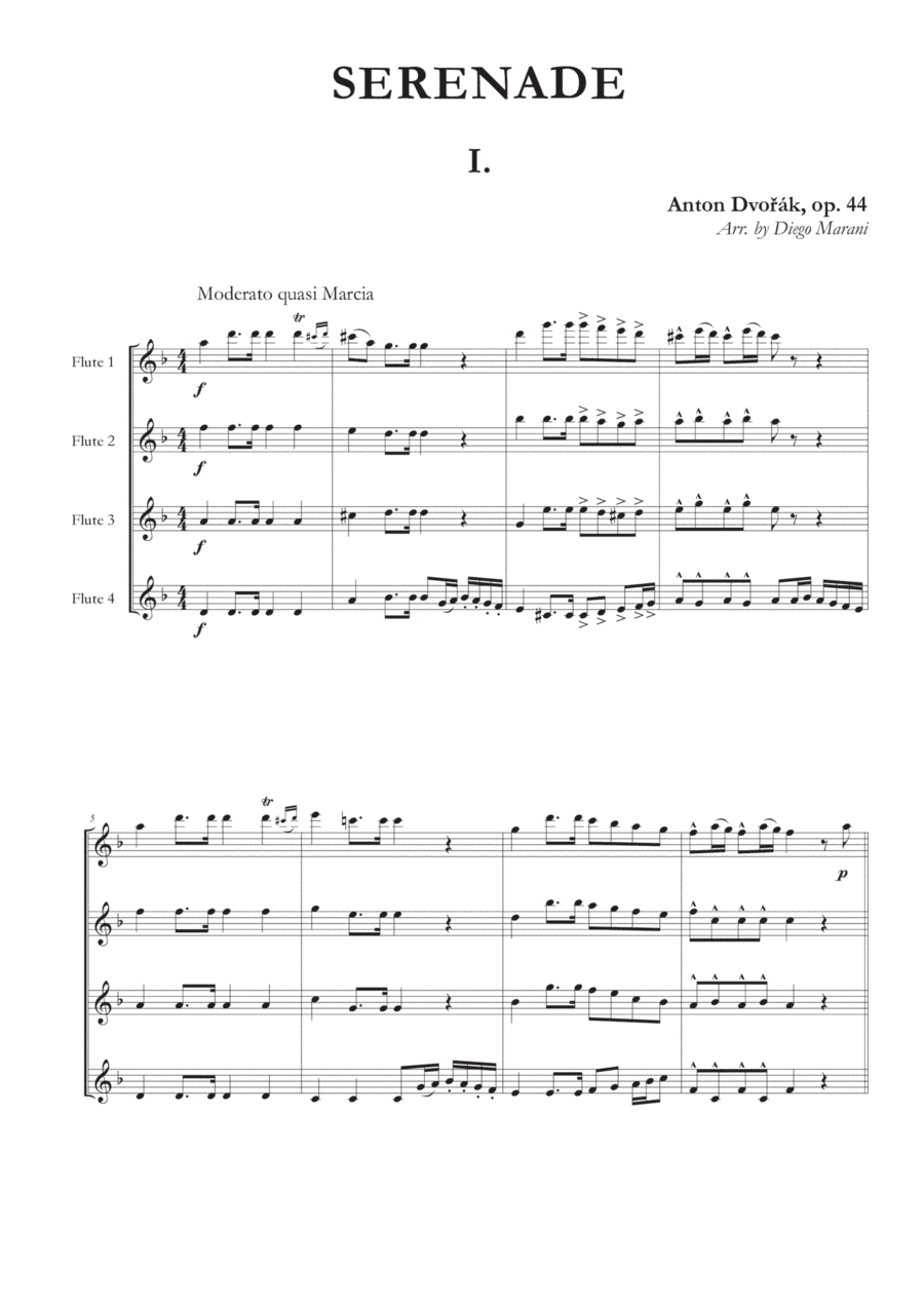 Serenade Op. 44 for Flute Quartet - 1st Movement (arr. Diego Marani)