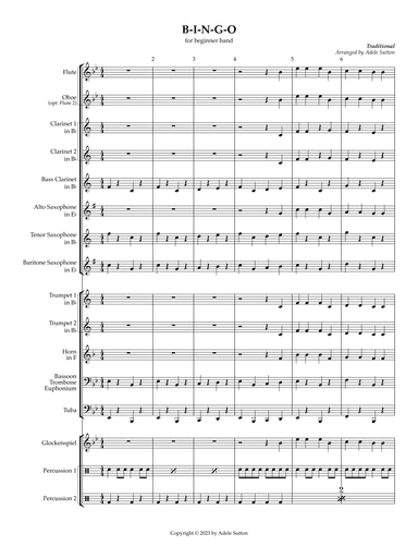 B-I-N-G-O for concert band (arr. Adele Sutton)
