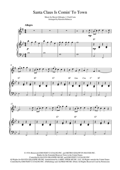 Santa Claus Is Comin' To Town (arr. Kaiserin Rebecca)