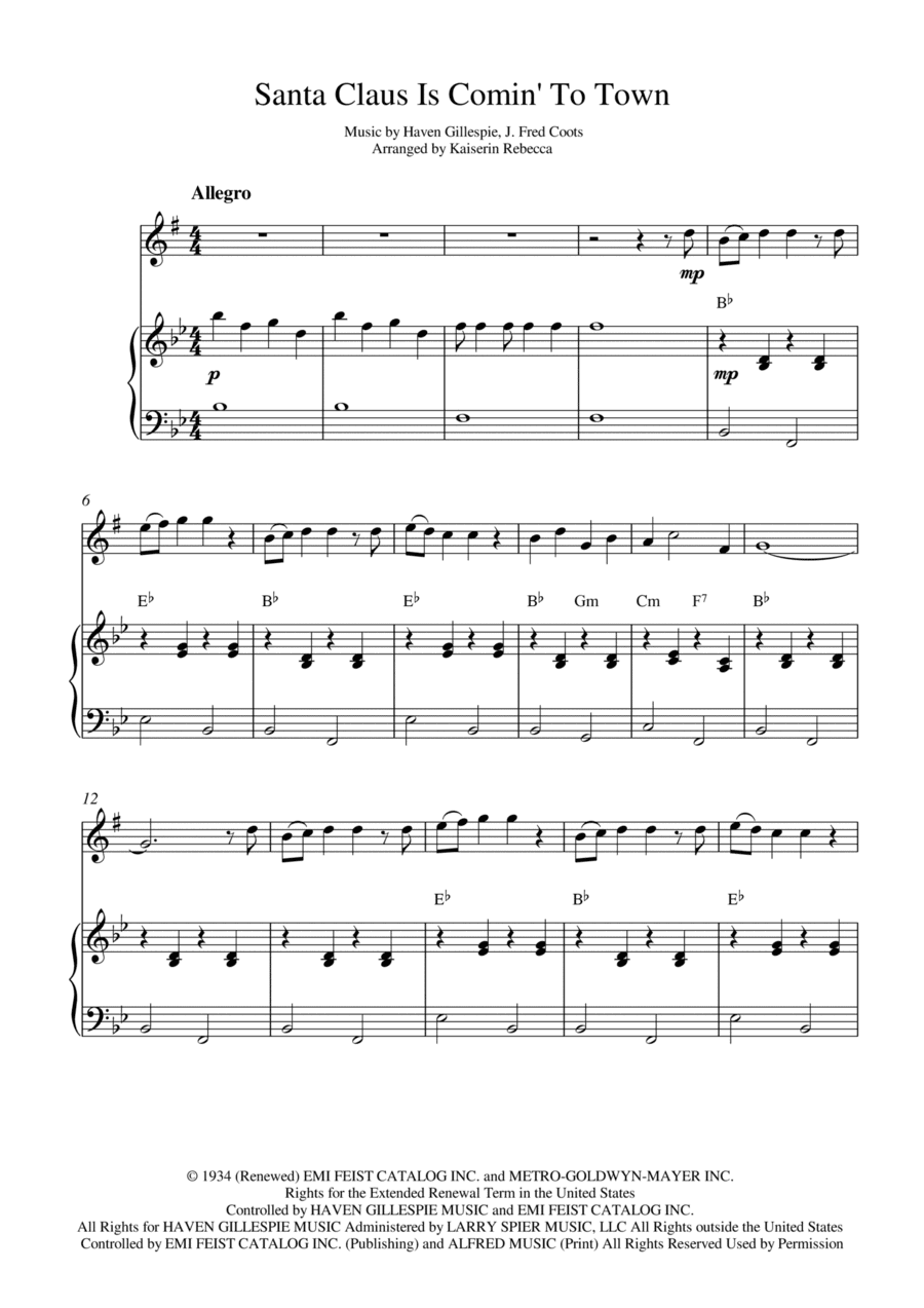 Santa Claus Is Comin' To Town (arr. Kaiserin Rebecca)