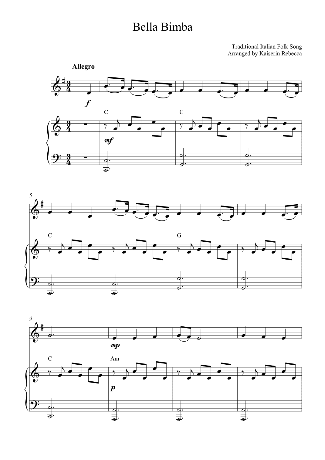 Bella Bimba (arr. Kaiserin Rebecca)