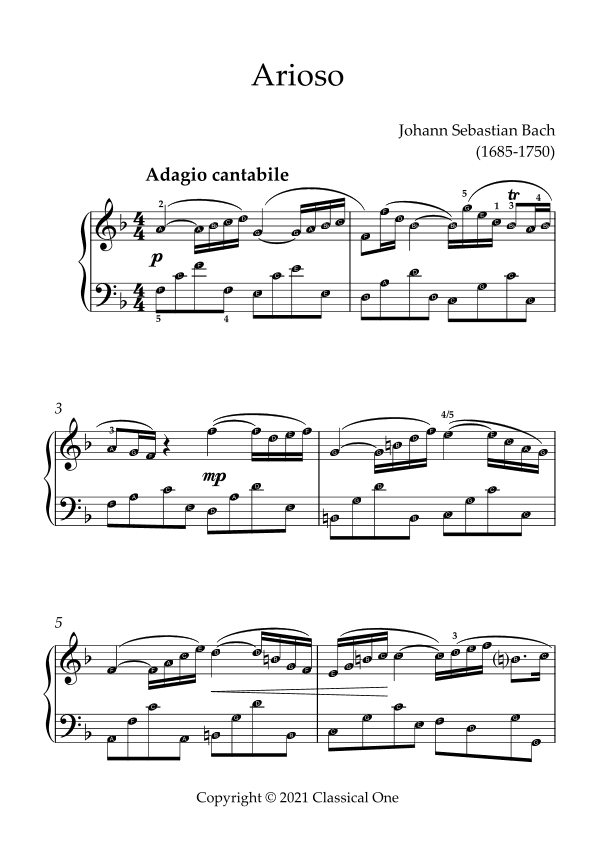 Bach, J.S. - Arioso(With Note name) (arr. MPS)