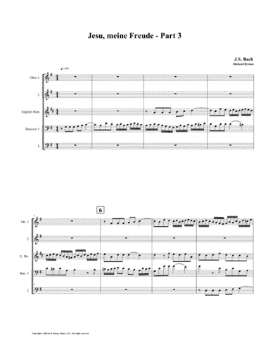 Jesu, meine Freude - Part 3, by J.S. Bach for Double Reed Quintet (arr. Richard Byrnes)