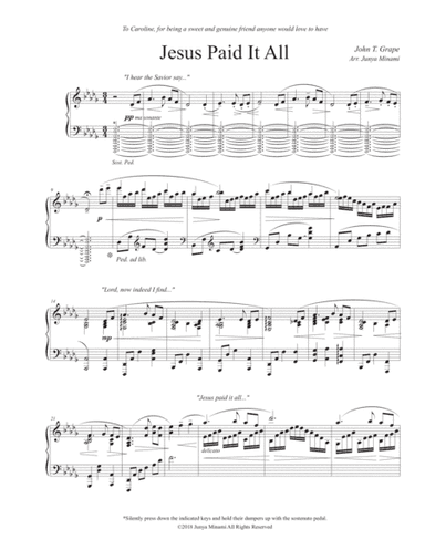 Jesus Paid It All--Advanced Piano Solo (arr. Junya Minami)
