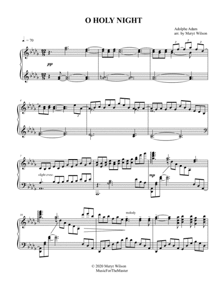 O HOLY NIGHT adv. piano SOLO in style of Debussy (arr. Meryt Wilson)